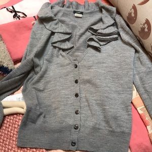 j crew grey 100% merino wool cardigan